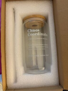 Chaos Coordinator Glass Tumbler with Bamboo Lid